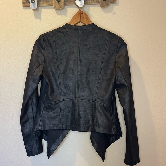 Cynthia Rowley Black Faux Leather Waterfall Jacket Size S - Picture 2 of 4
